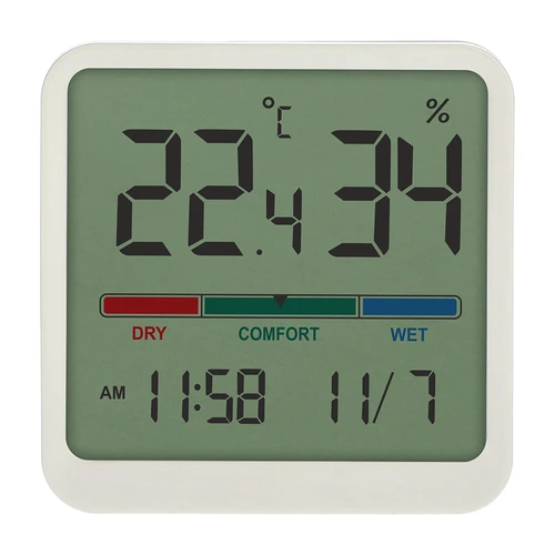 Elektronische kamertemperatuurmeter, wit - 2 ['elektronische thermometer', ' thermometer met klok en datum', ' thermometer met hygrometer', ' vochtigheidsmeting in de kamer', ' comfortmeter', ' thermometer met comfortindicator', ' multifunctionele thermometer', ' binnenthermometer', ' interne thermometer', ' draadloze thermometer', ' elektronische wandthermometer', ' weerstation', ' weerstation']