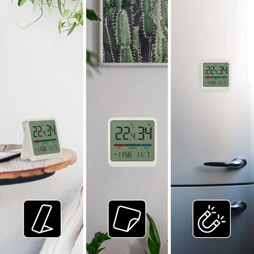 Elektronische kamertemperatuurmeter, wit - 12 ['elektronische thermometer', ' thermometer met klok en datum', ' thermometer met hygrometer', ' vochtigheidsmeting in de kamer', ' comfortmeter', ' thermometer met comfortindicator', ' multifunctionele thermometer', ' binnenthermometer', ' interne thermometer', ' draadloze thermometer', ' elektronische wandthermometer', ' weerstation', ' weerstation']