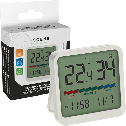 Elektronische kamertemperatuurmeter, wit - 6 ['elektronische thermometer', ' thermometer met klok en datum', ' thermometer met hygrometer', ' vochtigheidsmeting in de kamer', ' comfortmeter', ' thermometer met comfortindicator', ' multifunctionele thermometer', ' binnenthermometer', ' interne thermometer', ' draadloze thermometer', ' elektronische wandthermometer', ' weerstation', ' weerstation']