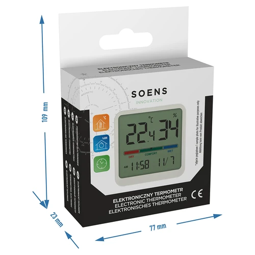 Elektronische kamertemperatuurmeter, wit - 10 ['elektronische thermometer', ' thermometer met klok en datum', ' thermometer met hygrometer', ' vochtigheidsmeting in de kamer', ' comfortmeter', ' thermometer met comfortindicator', ' multifunctionele thermometer', ' binnenthermometer', ' interne thermometer', ' draadloze thermometer', ' elektronische wandthermometer', ' weerstation', ' weerstation']