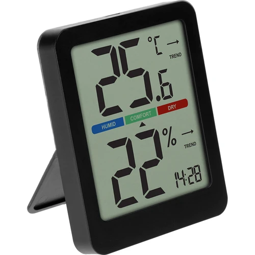 Elektronische kamertemperatuurmeter, zwart - 3 ['elektronische thermometer', ' hygrometer thermometer', ' draadloze thermometer', ' zwarte thermometer', ' thermometer met magneet', ' stijlvolle thermometer', ' binnenthermometer', ' welke thermometer voor appartement', ' moderne kamertemperatuurmeter', ' praktische thermometer', ' hoe het comfortniveau van de lucht te controleren']