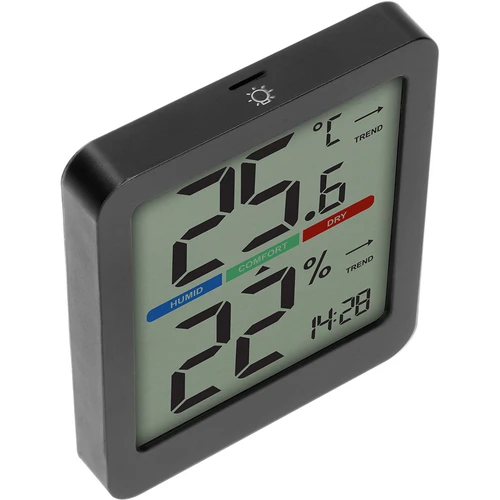 Elektronische kamertemperatuurmeter, zwart - 4 ['elektronische thermometer', ' hygrometer thermometer', ' draadloze thermometer', ' zwarte thermometer', ' thermometer met magneet', ' stijlvolle thermometer', ' binnenthermometer', ' welke thermometer voor appartement', ' moderne kamertemperatuurmeter', ' praktische thermometer', ' hoe het comfortniveau van de lucht te controleren']