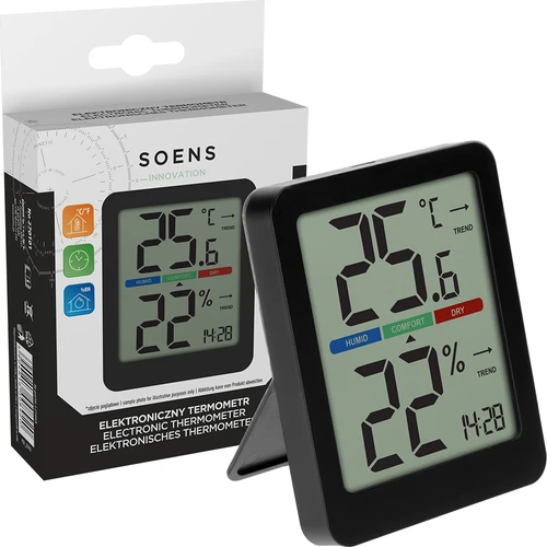 Elektronische kamertemperatuurmeter, zwart - 8 ['elektronische thermometer', ' hygrometer thermometer', ' draadloze thermometer', ' zwarte thermometer', ' thermometer met magneet', ' stijlvolle thermometer', ' binnenthermometer', ' welke thermometer voor appartement', ' moderne kamertemperatuurmeter', ' praktische thermometer', ' hoe het comfortniveau van de lucht te controleren']