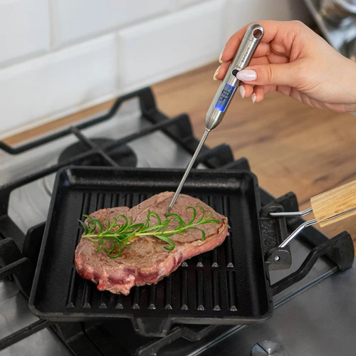 Elektronische keukenthermometer (-40°C tot +300°C) van staal - 6 ['keukenthermometer', ' culinaire thermometer', ' voedselthermometer', ' culinaire thermometers', ' stalen thermometer', ' stalen thermometer', ' sonde thermometer', ' thermometer met sonde', ' thermometer met display', ' thermometer voor koken', ' bakken en braden']
