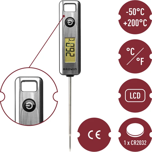 Elektronische keukenthermometer, LCD (-50°C tot +200°C) - 5 ['cadeau', ' keukenthermometer', ' thermometer met sonde', ' sonde voor thermometer', ' LCD-temperatuurdisplay', ' elektronische keukenthermometer']