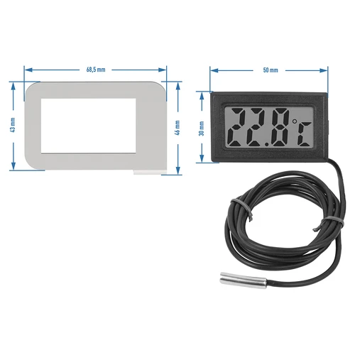 Elektronische thermometer in frame - voor distilleerapparaten (-50°C tot +110°C) - 3 ['thermometer met sonde', ' elektronische thermometer', ' thermometer voor Abratek', ' Abratek thermometer', ' thermometer voor fractionering', ' thermometer voor destillatie', ' thermometer in frame', ' thermometer voor distilleerapparaat']