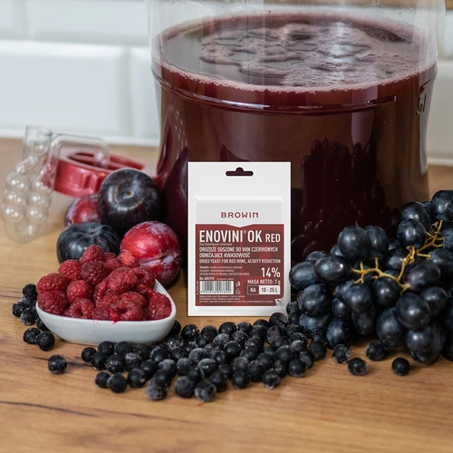 Enovini® OK RED - wijngist die de zuurgraad verlaagt 7 g - 6 ['gist voor donkere druiven', ' gist voor kersen', ' wijn van kersen', ' wijn van druiven', ' gist die de zuurgraad verlaagt', ' gist voor rode wijnen', ' gedroogde gist', ' huisgemaakte wijn', ' gist die de zuurgraad vermindert', ' Enovini-gist', ' Browin wijngist']