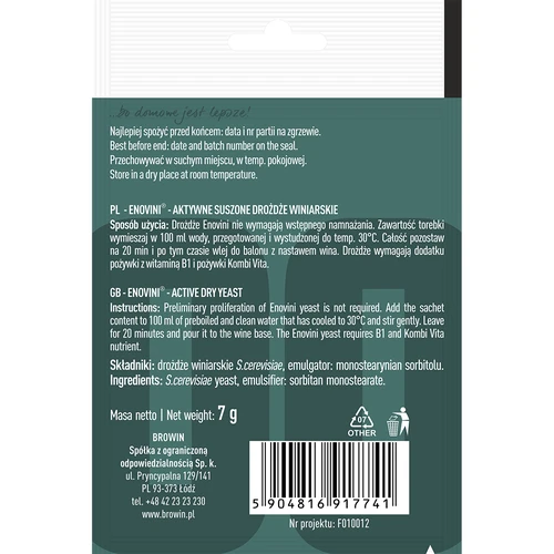 Enovini® wijngist - 2 ['enovini gist', ' actieve gedroogde wijngist', ' wijngist', ' gist voor wijn', ' gedroogde wijngist', ' gedroogde gist', ' gedroogde gist voor wijn', ' gist voor witte wijn', ' gist voor rode wijn']