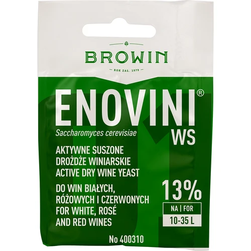 Enovini® WS wijngist, 7 g  - 1 ['enovini gist', ' actieve gedroogde wijngist', ' wijngist', ' gist voor wijn', ' gedroogde wijngist', ' gedroogde gist', ' gedroogde gist voor wijn', ' gist voor witte wijn', ' gist voor roséwijn', ' gist voor rode wijn']
