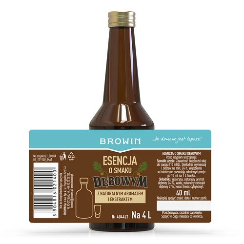 Essence met eikensmaak met natuurlijke aroma en extract - 40 ml, voor 4L - 4 ['aroma voor alcohol', ' voor het aromatiseren van alcohol', ' voor zelfgemaakte alcohol', ' eiken alcoholessence', ' eik', ' eikenaroma', ' essence voor zelfgestookte drank', ' essences voor zelfgestookte drank', ' eik', ' essence voor alcohol', ' aroma voor alcohol', ' aroma voor wodka', ' smaakessence', ' aroma voor likeuren', ' essence met natuurlijke aroma en extract', ' eikenaroma', ' natuurlijke essence voor alcohol', ' essences', ' essences voor zelfgestookte drank', ' essence met eikensmaak']