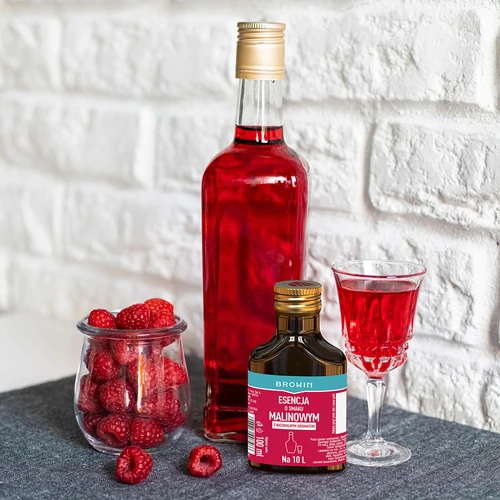 Essence met frambozensmaak met natuurlijke aroma voor 10 L - 100 ml - 7 ['frambozenessence', ' frambozenaroma', ' frambozensmaakstof', ' frambozenlikeur', ' frambozenlikeur', ' frambozenlikeur', ' frambozenwodka', ' essences voor zelfgemaakte drank', ' essence 100 ml']