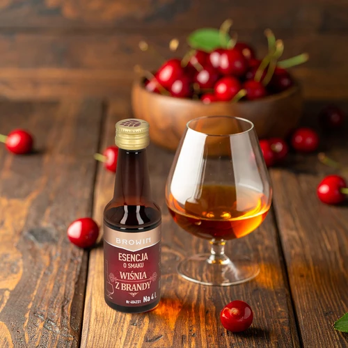 Essence met Kersensmaak en Brandy, 40 ml - voor 4 L - 7 ['alcoholmix', ' aroma voor wodka', ' voor alcohol', ' smaakessence voor alcohol', ' smaakessence voor wodka', ' kersen met brandy mix', ' kersen met brandy essence', ' kersenessence', ' brandy smaakessence', ' essences voor zelfgestookte drank', ' gouden essence', ' essence met kersen en brandy aroma', ' browin mix essences']