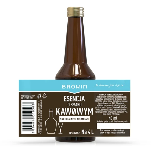 Essence met koffiesmaak met natuurlijke aroma's voor 4 L - 40 ml - 4 ['alcoholmix', ' aroma voor alcohol', ' voor wodka', ' zelfgemaakte alcohol', ' koffiearoma', ' koffie', ' koffie-essence', ' koffiemix', ' Kaffelikor mix', ' koffie-essence', ' essences voor zelfgestookte drank', ' natuurlijke aroma', " natuurlijke aroma's"]