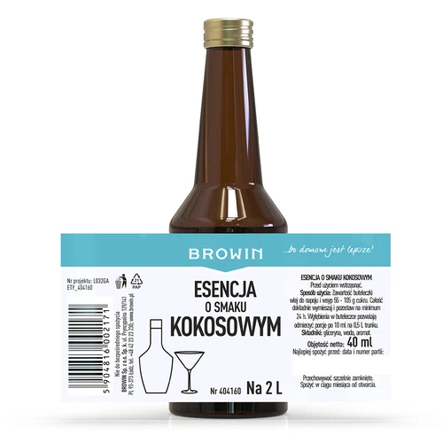 Essence met kokossmaak voor 2 L - 40 ml - 5 ['alcoholmix', ' aroma voor wodka', ' voor alcohol', ' smaakessence voor alcohol', ' smaakessence voor wodka', ' kokosmix', ' kokosessence', ' kokossmaakessence', ' essences voor zelfgestookte drank', ' gold essence']