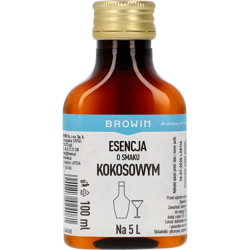 Essence met kokossmaak, voor 5 L - 100 ml  - 1 ['alcoholmix', ' aroma voor wodka', ' voor alcohol', ' smaakessence voor alcohol', ' smaakessence voor wodka', ' kokosmix', ' kokosessence', ' kokossmaakessence', ' essences voor zelfgestookte drank', ' gold essence']