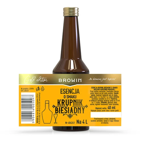 Essence met smaak - Krupnik Biesiadny voor 4 L - 40 ml - 7 ['alcoholmix', ' aroma', ' essence voor alcohol', ' huisgemaakte drank', ' smaakmix', ' smaakessence', ' alcoholmixen', ' krupnik', ' krupnik mix', ' krupnikus essence', ' krupnikus mix', ' essences voor moonshine', ' gold essence']