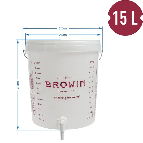 Fermentatiecontainer 15 L met deksel en kraan - 12 ['fermentatiecontainer', ' fermentatie-emmer', ' fermentatie-emmertje', ' fermentatiecontainers', ' fermentatiecontainer voor wijn', ' fermentatiecontainers voor wijn', ' biowin fermentatie-emmer', ' browin fermentatie-emmer']