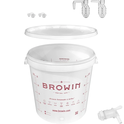 Fermentatiecontainer 30 L met deksel - uitgebreide set: 2 buizen, 2 stoppen, kraan, EN  - 1 ['fermentatiecontainer', ' fermentatie-emmer', ' fermentatie-emmertje', ' fermentatiecontainers', ' fermentatiecontainer voor wijn', ' fermentatiecontainers voor wijn', ' browin fermentatie-emmer', ' fermentatiebuizen', ' fermentatiebuis', ' buis voor wijn', ' zijbuis', ' wijnaccessoires', ' horizontale buis', ' buis voor fermentatie', ' set voor wijn- en bierfermentatie', ' inmaken', ' container van 30 liter', ' fermentatiecontainer met kraan', ' emmer met kraantje', ' container met opschriften in het Engels']