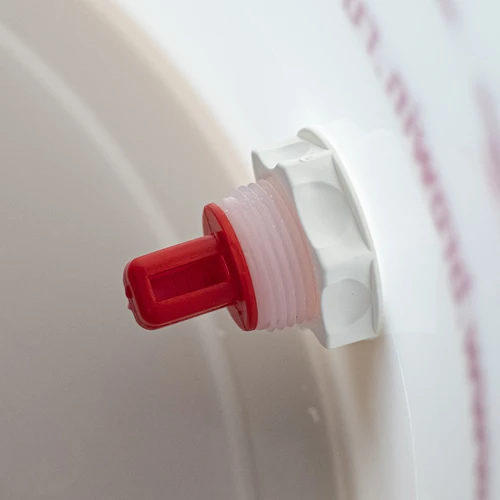 Fermentatiecontainer voor bier met fermentatiebuis, kraantje, thermometer en bezinkselreductor - 13 ['bierkit', ' bierfermentatie', ' container met kraantje', ' fermentatiebuis', ' bezinkselreductor', ' fermentatietemperatuur', ' bierthermometer', ' fermentatie-emmer', ' fermentatiecontainer', ' huisgemaakt bier']