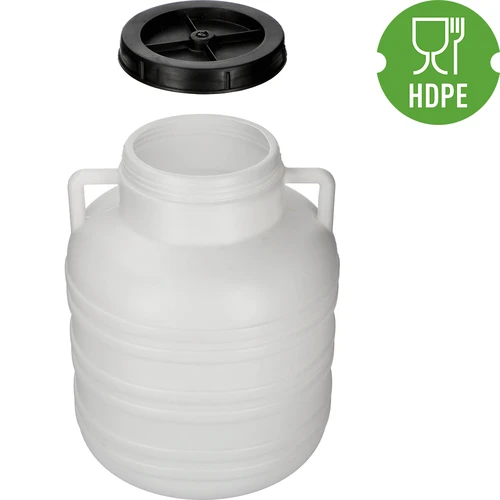 Fermentatievat 20L - wit, handvatten - 2 ['vat voor kool', ' vat voor fermentatie', ' vat voor gefermenteerde producten', ' gefermenteerd product', ' kool', ' komkommers', ' voor komkommers', ' aardewerk', ' aardewerk met deksel', ' vat met deksel']