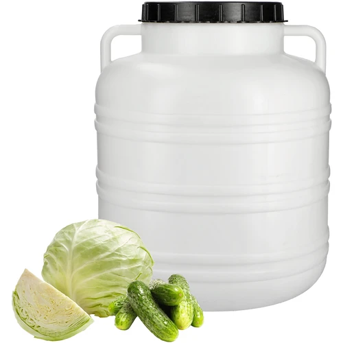 Fermentatievat 40L - wit, handvatten - 3 ['vat voor fermentatie', ' vat voor inmaken', ' vat voor augurken', ' vat voor kool']