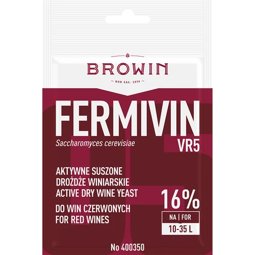 Fermivin VR5 wijngist, 7 g  - 1 ['fermivin gist', ' actieve gedroogde wijngist', ' wijngist', ' gist voor wijn', ' gedroogde wijngist', ' gedroogde gist', ' gedroogde gist voor wijn', ' gist voor rode wijn']