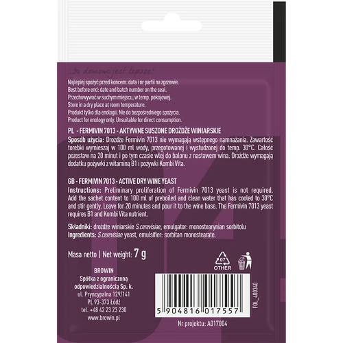Fermivin wijngist 7013, 7 g - 2 ['fermivin gist', ' actieve gedroogde wijngist', ' wijngist', ' gist voor wijn', ' gedroogde wijngist', ' gedroogde gist', ' gedroogde gist voor wijn', ' gist voor witte wijn', ' gist voor roséwijn', ' gist voor rode wijn']