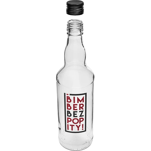 Fles 0,5 L met dop en 2-kleurige opdruk Bimber Zonder Chaser - 4 stuks - 4 ['fles', ' flessen', ' flessen met opdruk', ' fles voor likeuren', ' fles voor zelfgestookte drank', ' fles voor alcohol', ' fles met opdruk', ' glazen fles met opdruk en dop', ' flessen 500 ml met kurk', ' flessen met kurk set', ' voor bruiloft', ' fles voor huisgemaakte alcohol', ' fles als cadeau', ' fles voor wodka', ' superflessen']