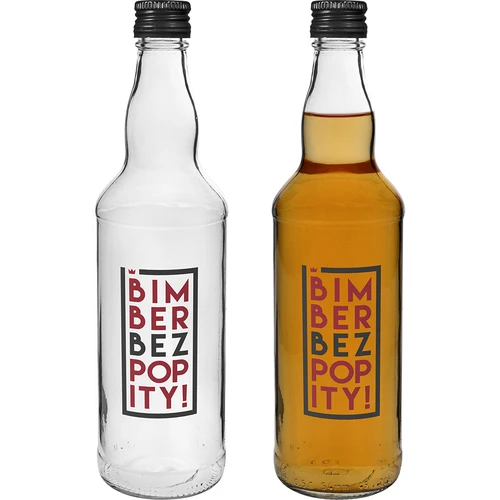 Fles 0,5 L met dop en 2-kleurige opdruk Bimber Zonder Chaser - 4 stuks - 6 ['fles', ' flessen', ' flessen met opdruk', ' fles voor likeuren', ' fles voor zelfgestookte drank', ' fles voor alcohol', ' fles met opdruk', ' glazen fles met opdruk en dop', ' flessen 500 ml met kurk', ' flessen met kurk set', ' voor bruiloft', ' fles voor huisgemaakte alcohol', ' fles als cadeau', ' fles voor wodka', ' superflessen']