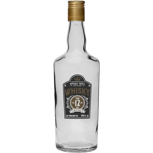 Fles 0,5 L met dop en 2-kleurige opdruk Whisky - 4 stuks - 3 ['huisgemaakte whiskyfles', ' fles voor whisky', ' glazen fles met dop', ' fles met schroefdop', ' glazen fles 500 ml', ' fles 0', '5 L', ' flessen met opdruk', ' fles met opdruk', ' flessen voor Whiskey']