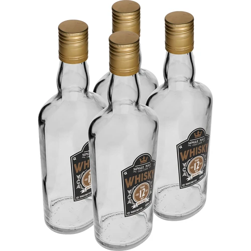 Fles 0,5 L met dop en 2-kleurige opdruk Whisky - 4 stuks - 2 ['huisgemaakte whiskyfles', ' fles voor whisky', ' glazen fles met dop', ' fles met schroefdop', ' glazen fles 500 ml', ' fles 0', '5 L', ' flessen met opdruk', ' fles met opdruk', ' flessen voor Whiskey']