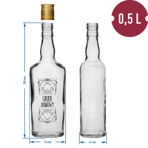 Fles 0,5 L met dop en opdruk Huisgemaakte likeur - 4 stuks - 9 ['likeurfles', ' fles voor tinctuur', ' waterfles', ' fles met opdruk', ' glazen fles', ' fles voor alcohol', ' decoratieve fles', ' wodkaflessen', ' flessen voor zelfgestookte drank', ' glazen fles 500 ml', ' trouwflessen', ' koffielikeur', ' sinaasappellikeur', ' voor advocaat']