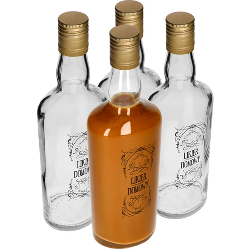 Fles 0,5 L met dop en opdruk Huisgemaakte likeur - 4 stuks  - 1 ['likeurfles', ' fles voor tinctuur', ' waterfles', ' fles met opdruk', ' glazen fles', ' fles voor alcohol', ' decoratieve fles', ' wodkaflessen', ' flessen voor zelfgestookte drank', ' glazen fles 500 ml', ' trouwflessen', ' koffielikeur', ' sinaasappellikeur', ' voor advocaat']