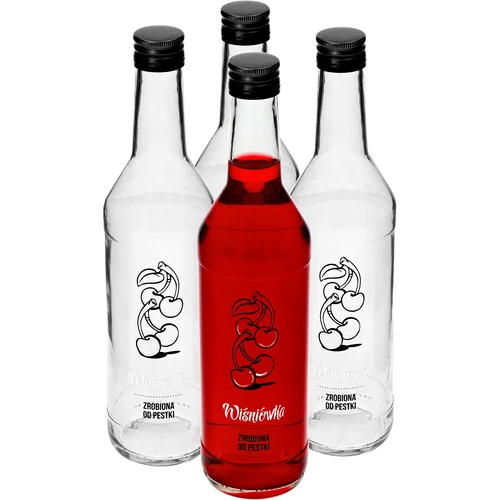 Fles 0,5 L met schroefdop en opdruk Kersenlikeur - 4 stuks  - 1 ['kersenlikeur', ' kersenlikeur', ' fles voor kersenlikeur', ' fles voor likeuren', ' flessen voor likeuren', ' fles met schroefdop', ' flessen met opdruk', ' glas met opdruk', ' glazen flessen', ' glazen flessen met schroefdoppen']