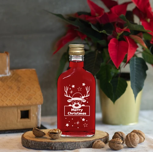 Fles 200 ml met schroefdop, Kerstprint Rendier, 6 stuks - 6 ['fles', ' flessen', ' fles met opdruk', ' fles voor de feestdagen', ' fles voor Kerstmis', ' fles voor likeuren', ' fles voor zelfgestookte drank', ' fles voor alcohol', ' glazen fles met kurk', ' fles 200 ml met schroefdop', ' heupflessen', ' kleine fles', ' set voor de feestdagen', ' fles onder de kerstboom', ' drankjes voor de feestdagen', ' kleine decoratieve fles', ' Merry Christmas', ' kerstcadeau']