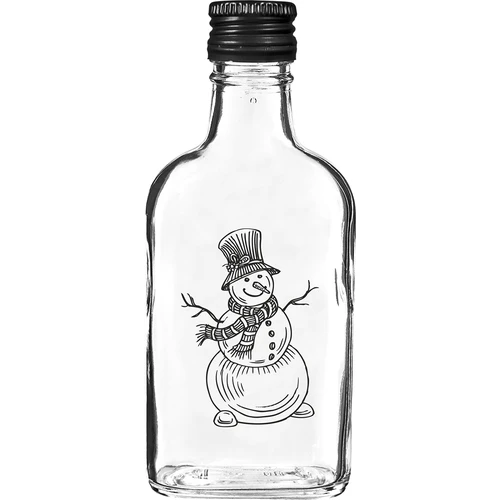 Heupfles 200 ml met schroefdop, opdruk ‘Sneeuwpop’, 1 stuk