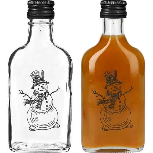 Heupfles 200 ml met schroefdop, opdruk ‘Sneeuwpop’, 1 stuk - 2