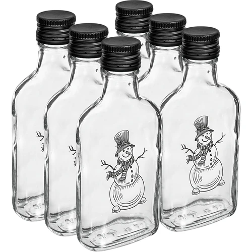 Heupfles 200 ml met schroefdop, opdruk ‘Sneeuwpop’, 1 stuk - 4