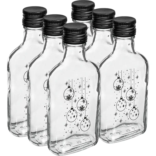 Heupfles 200 ml met schroefdop, opdruk 'Kerstballen', 1 stuk - 4