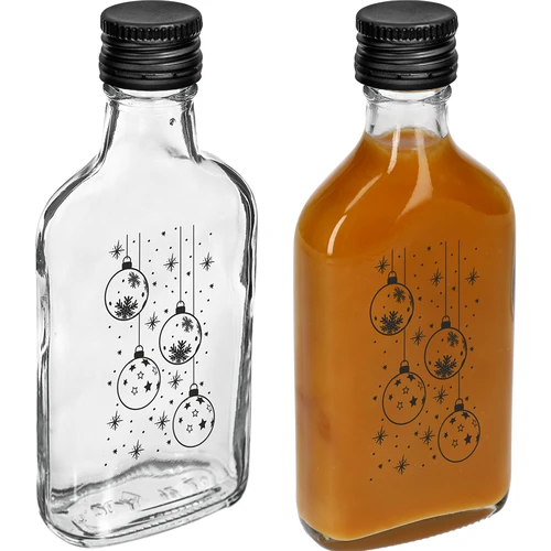 Heupfles 200 ml met schroefdop, opdruk 'Kerstballen', 1 stuk - 3