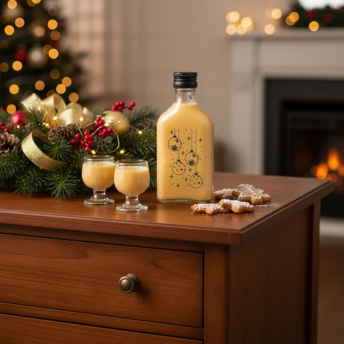 Heupfles 200 ml met schroefdop, opdruk 'Kerstballen', 1 stuk - 6