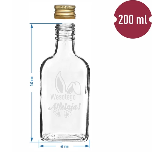 Fles 200ml met schroefdop, opdruk KONIJNENOREN 6st - 6 ['fles', ' flessen', ' fles met opdruk', ' fles voor de feestdagen', ' fles voor Pasen', ' fles voor likeuren', ' fles voor zelfgestookte drank', ' fles voor alcohol', ' glazen fles met kurk', ' fles 200 ml met schroefdop', ' heupflessen', ' kleine fles', ' set voor de feestdagen', ' dranken voor de feestdagen', ' kleine decoratieve fles']