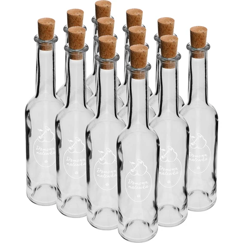 Fles 350 ml met kurk, opdruk Zelfgemaakte likeur - 6 ['voor likeur', ' zelfgemaakte likeur', ' kersenlikeur', ' kweeperenlikeur', ' aronia-likeur', ' alcoholfles', ' zelfgemaakte alcohol', ' fles met opdruk']