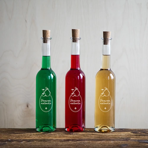 Fles 350 ml met kurk, opdruk Zelfgemaakte likeur - 10 ['voor likeur', ' zelfgemaakte likeur', ' kersenlikeur', ' kweeperenlikeur', ' aronia-likeur', ' alcoholfles', ' zelfgemaakte alcohol', ' fles met opdruk']
