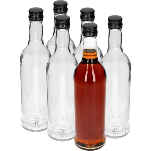 Fles 500 ml Slank, met zwarte dop, voor wodka, 6 stuks - 2 ['flessen met doppen', ' fles met dop', ' sterke drank fles', ' sterke drank flessen', ' wodkafles', ' wodkaflessen', ' sapfles', ' sapflessen', ' likeurfles', ' likeurflessen', ' alcoholflessen', ' alcoholfles', ' zwarte doppen', ' witte fles', ' schroeffles', ' schroefflessen', ' slanke flessen']