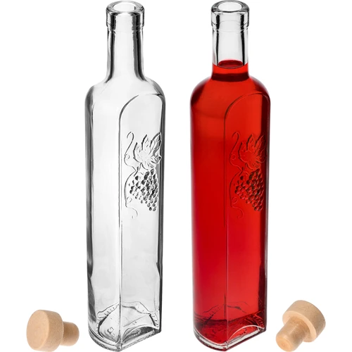 Fles OnSCHULDIG 500 ml met kurk - 5 ['fles voor likeur', ' decoratieve fles', ' fles met druiven', ' fles voor wijn', ' fles voor mede', ' fles voor olijfolie', ' fles voor olie', ' fles met kurk', ' fles 500 ml', ' sierfles', ' fles voor cadeau']