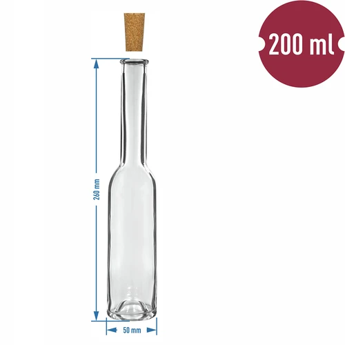 Fles voor likeur 200 ml 6 stuks + 6 kurken 23/18 - 7 ['fles voor alcohol', ' decoratieve flessen voor alcohol', ' glazen fles voor alcohol', ' flessen voor zelfgestookte drank voor bruiloft', ' fles voor likeur', ' fles voor wijn', ' flessen voor wijn', ' likeur']