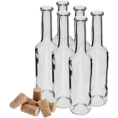 Fles voor likeur 350 ml 6 stuks + 6 kurken - 3 ['voor likeur', ' voor likeur', ' huisgemaakte likeur', ' voor kersenlikeur', ' als cadeau', ' decoratieve fles', ' voor sap', ' voor sap', ' set flessen', ' glazen flessen']