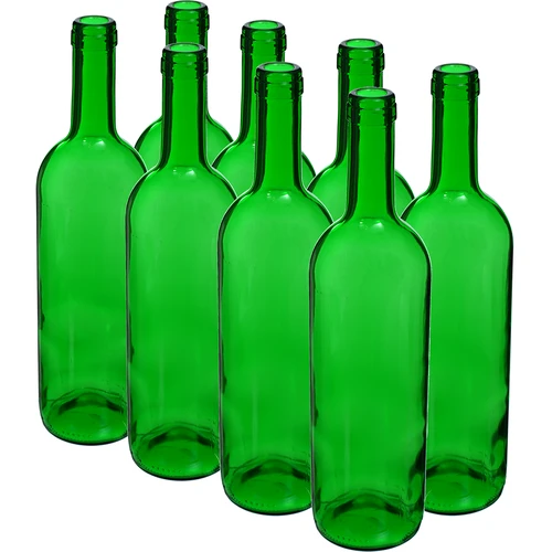 Fles voor wijn 0,75 L groen - verpakking van 8 stuks  - 1 ['fles voor alcohol', ' decoratieve flessen voor alcohol', ' glazen fles voor alcohol', ' flessen voor zelfgestookte drank voor bruiloft', ' fles voor likeur', ' decoratieve flessen voor likeuren', ' fles voor wijn', ' fles voor wijn', ' bordeaux fles']