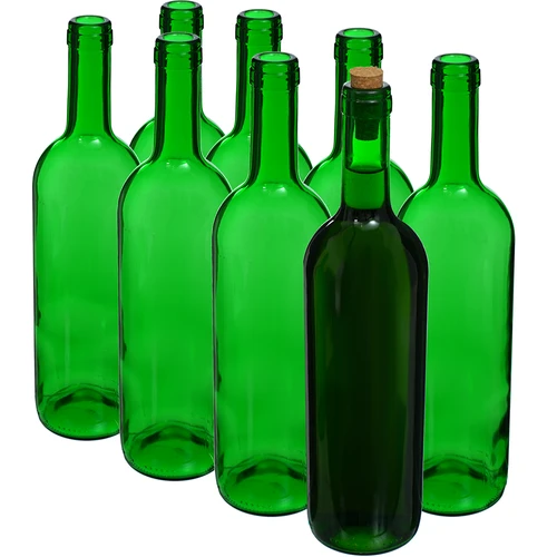 Fles voor wijn 0,75 L groen - verpakking van 8 stuks - 2 ['fles voor alcohol', ' decoratieve flessen voor alcohol', ' glazen fles voor alcohol', ' flessen voor zelfgestookte drank voor bruiloft', ' fles voor likeur', ' decoratieve flessen voor likeuren', ' fles voor wijn', ' fles voor wijn', ' bordeaux fles']